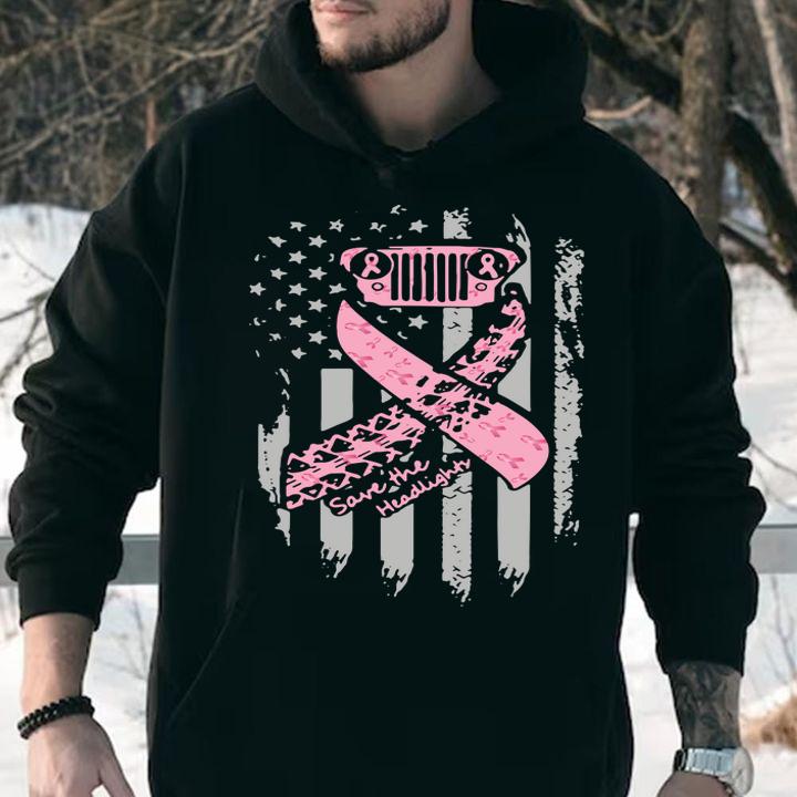 Breast Cancer Awareness Save The Headlights American Flag Independence Day t-shirt hoodie