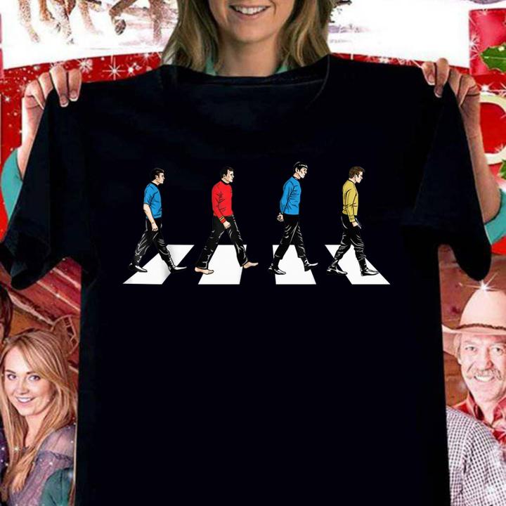 Awesome Star Trek Tribute To The Beatles Abbey Road t-shirt woman shirt
