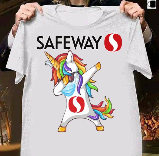 Top Unicorn mask dabbing safeway logo t-shirt shirt