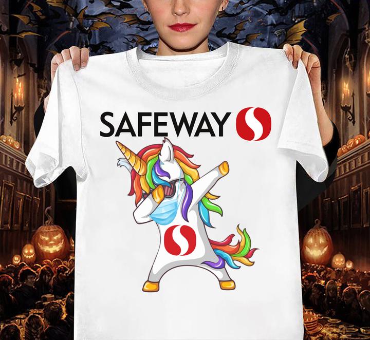 Top Unicorn mask dabbing safeway logo t-shirt woman shirt