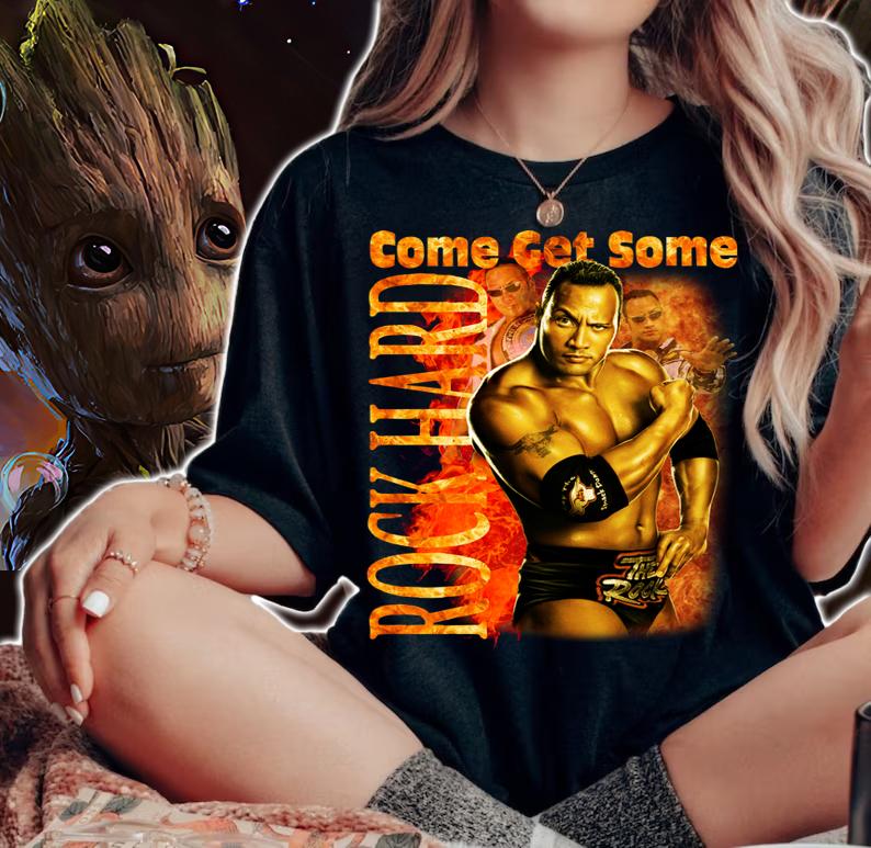 Dwyane Johnson The Rock Hard Come Get Some WWE WWF Vintage Style t-shirt woman shirt