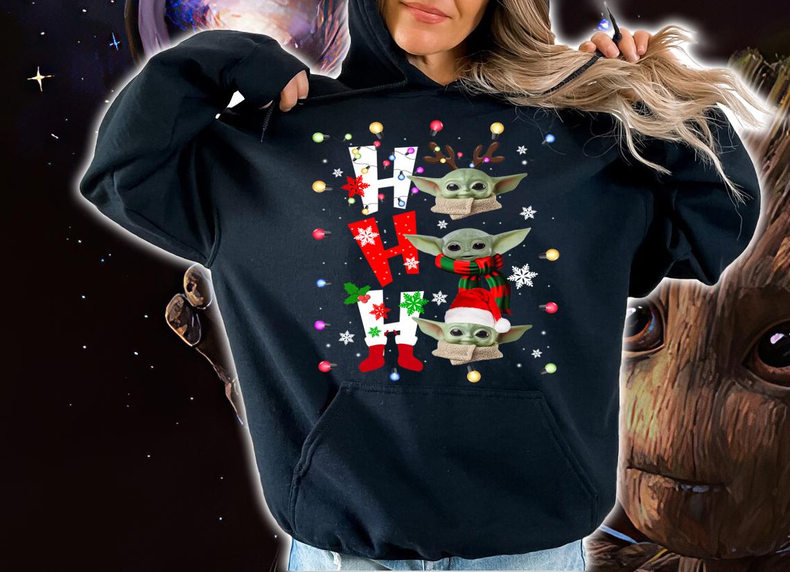 Reindeer Santa Baby Yoda Ho Ho Ho Christmas t-shirt hoodie