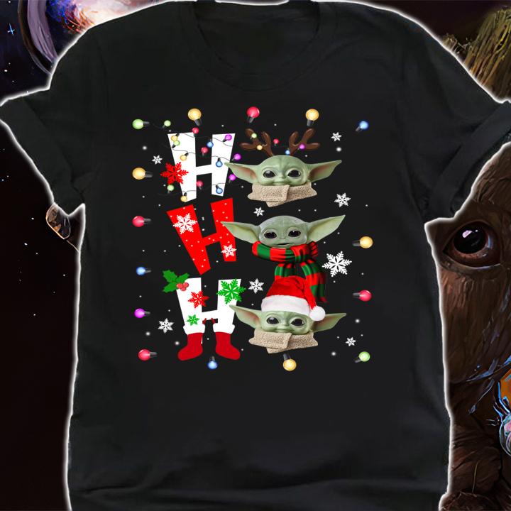 Reindeer Santa Baby Yoda Ho Ho Ho Christmas t-shirt shirt