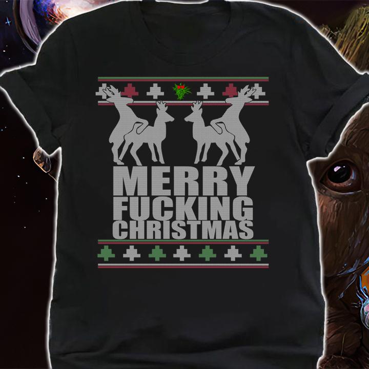 MERRY FUCKING CHRISTMAS Reindeer Hump Ugly Xmas t-shirt shirt