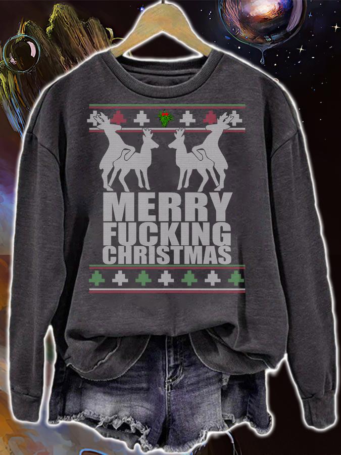MERRY FUCKING CHRISTMAS Reindeer Hump Ugly Xmas t-shirt sweatshirt