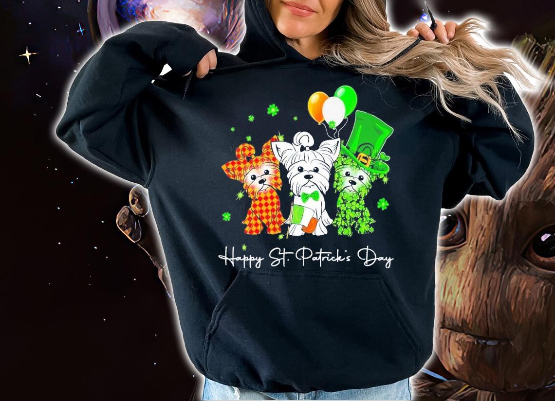 3 Yorkshire Terrier Happy St Patrick's Day shirt t-shirt hoodie
