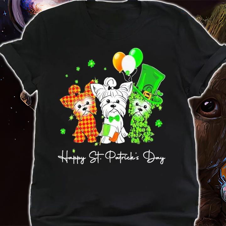 3 Yorkshire Terrier Happy St Patrick's Day shirt t-shirt shirt