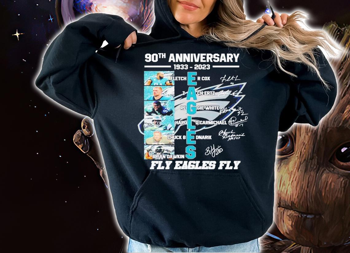 90th anniversary 1993-2023 Philadelphia Eagles fly Eagles fly signatures shirt t-shirt hoodie