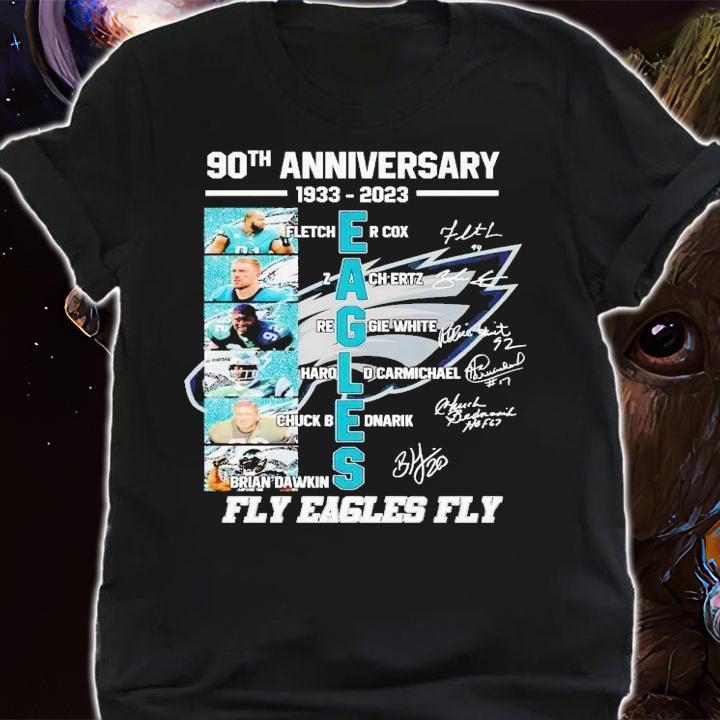 90th anniversary 1993-2023 Philadelphia Eagles fly Eagles fly signatures shirt t-shirt shirt