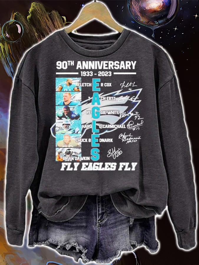 90th anniversary 1993-2023 Philadelphia Eagles fly Eagles fly signatures shirt t-shirt sweatshirt