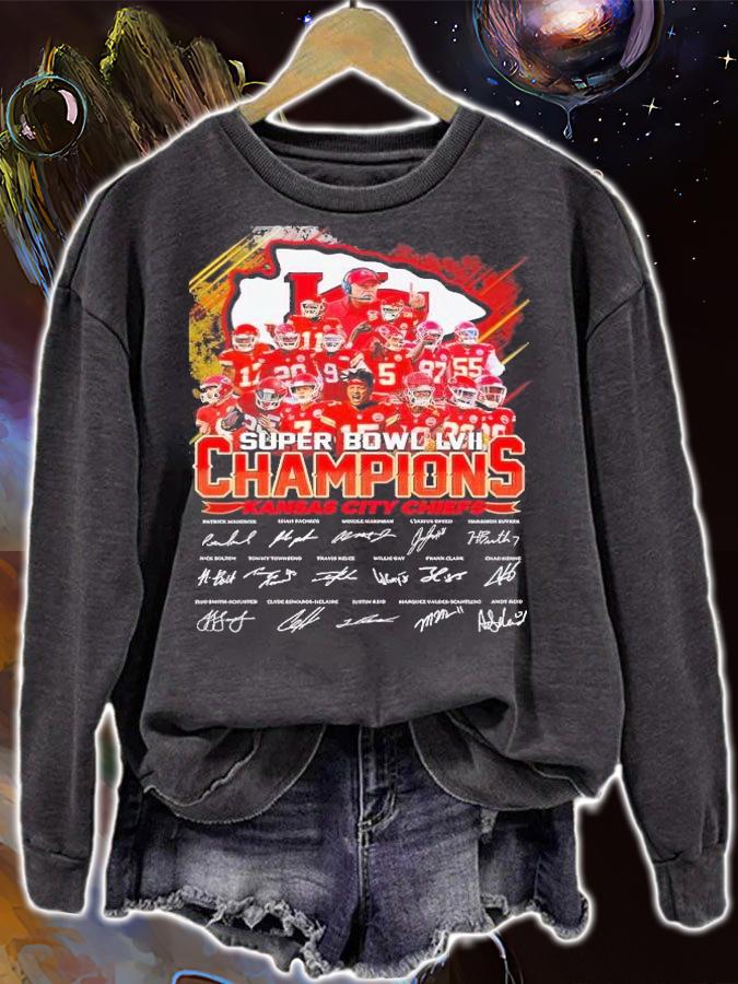 2023 Super Bowl LVII Champions Kansas City Chiefs isgnatures shirt t-shirt sweatshirt