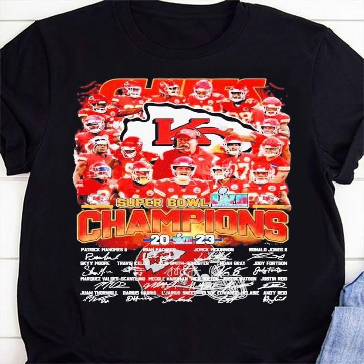 2023 Super Bowl LVII Champions Kansas City Chiefs signatures shirt t-shirt shirt