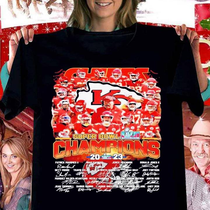 2023 Super Bowl LVII Champions Kansas City Chiefs signatures shirt t-shirt woman shirt