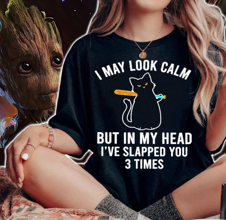 Cat I May Look Calm But In My Head I've Slapped You 3 Times Shirt t-shirt woman shirt