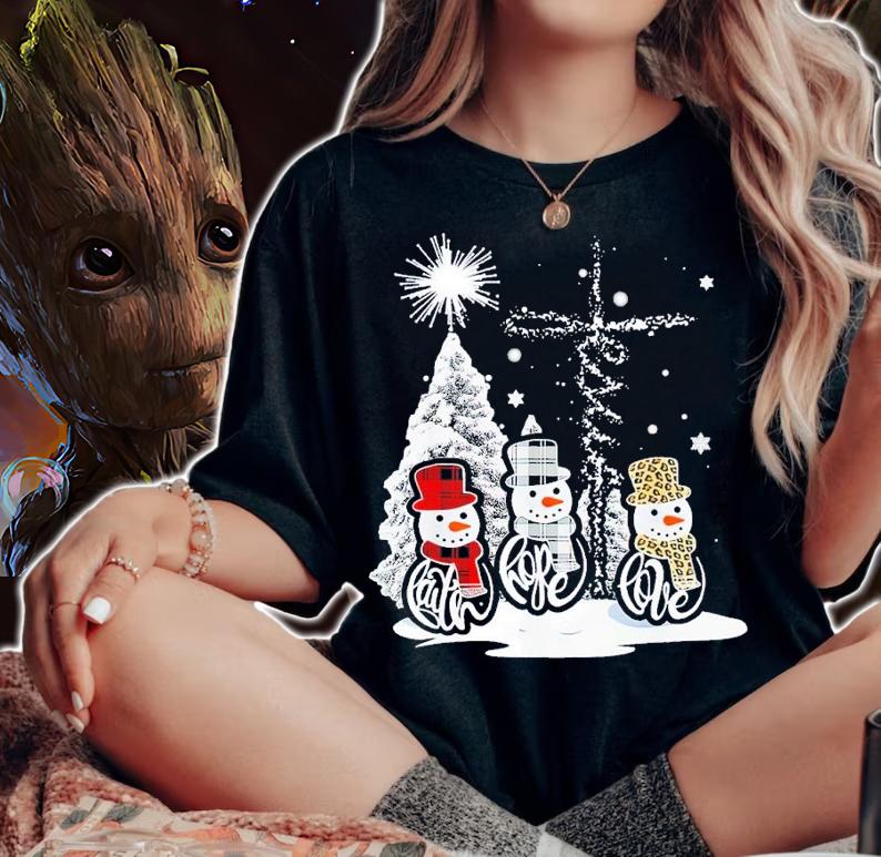 Faith hope love Christmas shirt t-shirt woman shirt