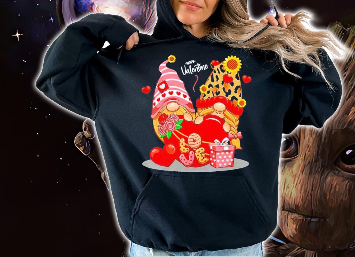 Happy Valentines Day Gnomes with Leopard Sunflower Valentine shirt t-shirt hoodie