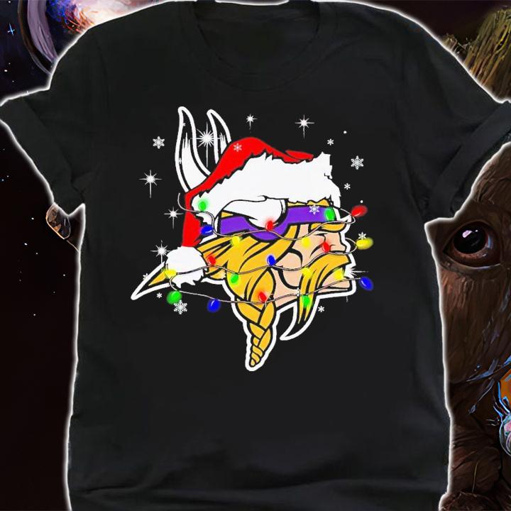 Minnesota Vikings Santa hat Christmas shirt t-shirt