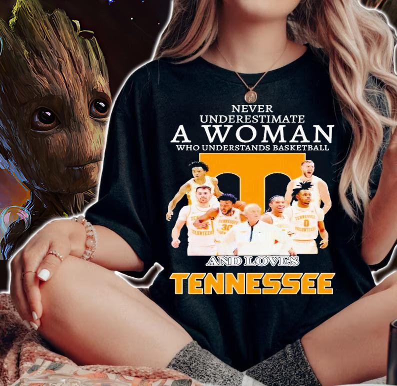 Never underestimate a woman who understands basketball and loves Tennessee shirt t-shirt