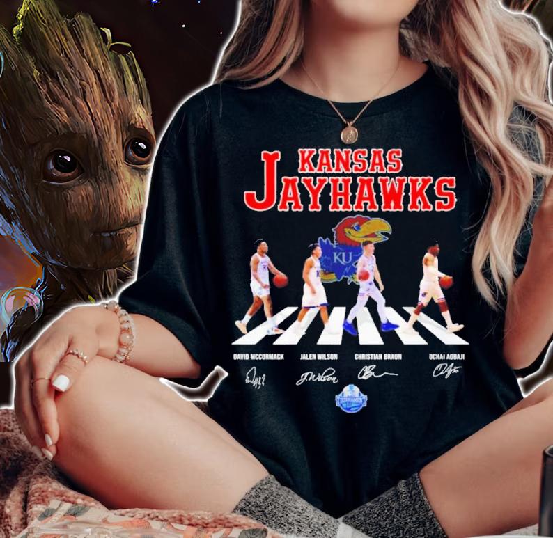 Kansas Jayhawks Men's Basketball Team Abbey Road Signatures Shirt t-shirt