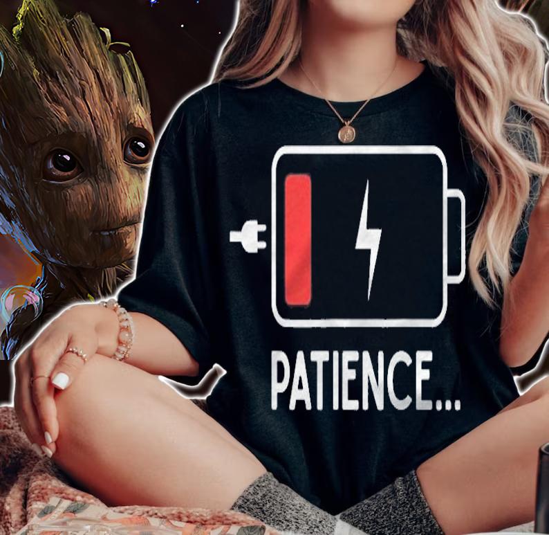 Funny Patience Mom And Dad Low Battery New Baby Humor T-shirt woman shirt