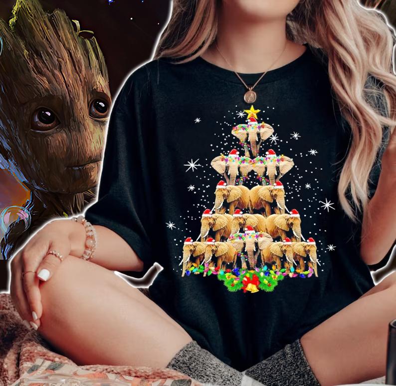 Elephant Christmas Tree Merry Xmas shirt